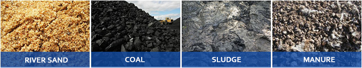 sand, coal,sludge,manure